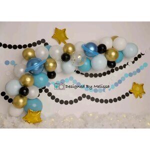 Kate Space Blue Gold Backdrop Balloons Designed by Melissa King